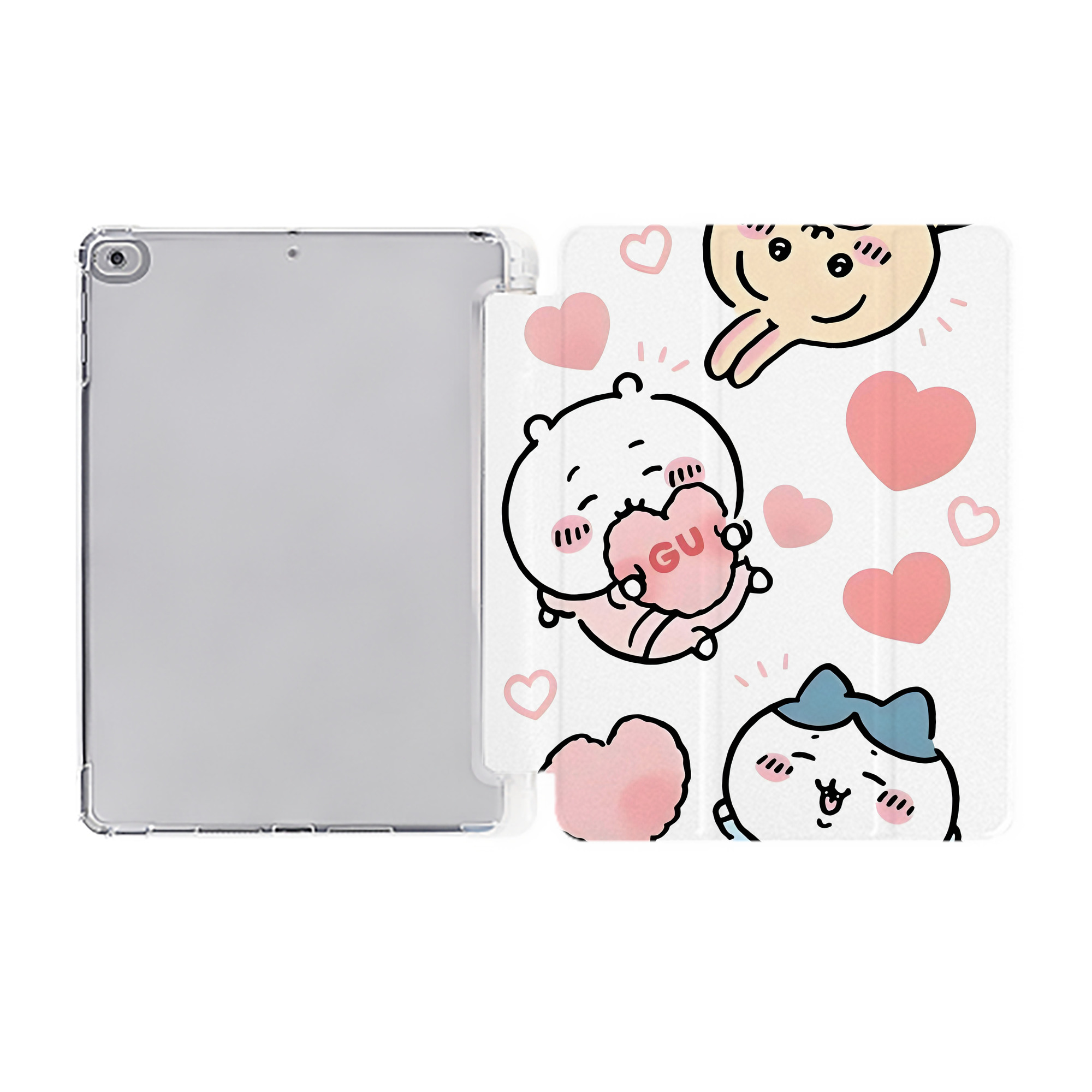 （画像用） ちいかわ Chii-kawa IPad ケース ペン収納付き 三つ折りスタンド PUレザー×シリコン 対応機種9.5/10.5/10.9インチ